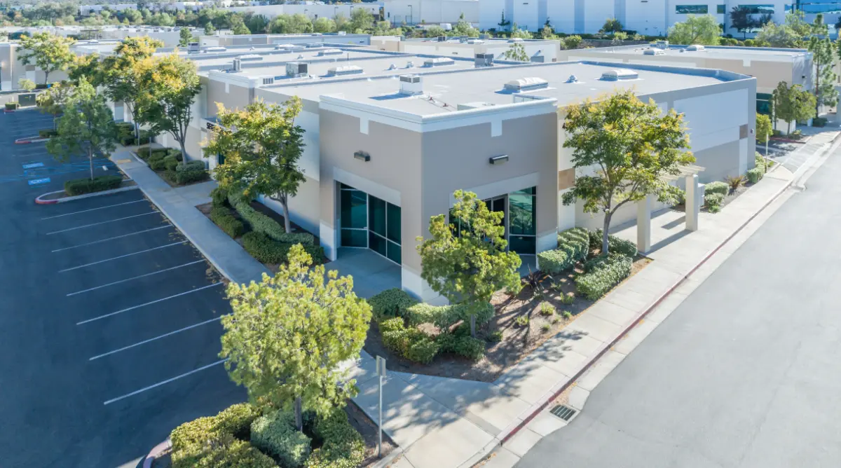 Aerial View Of Industrial Commerce Office Buildings