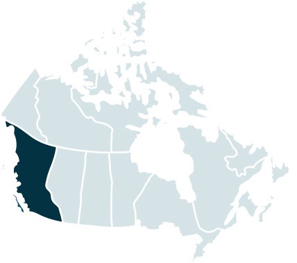 Graphic map of Canada and the areas Paul Hudson provides Mortgage services to